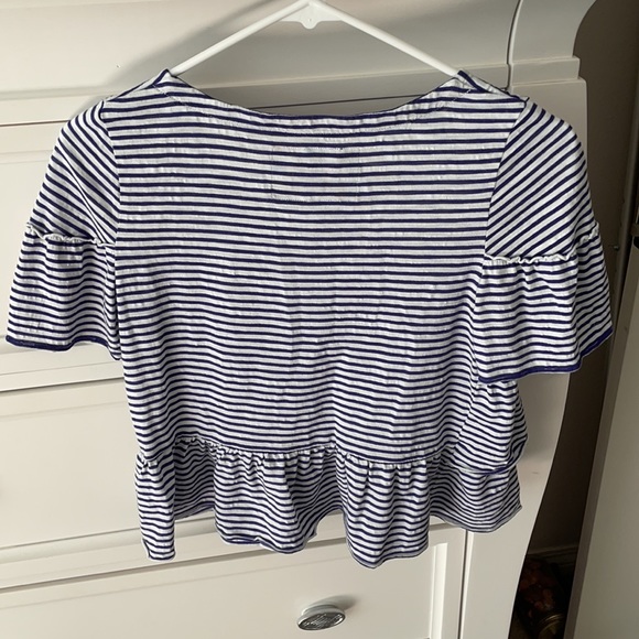 Anthro Postmark Ruffled Striped Tee - Picture 3 of 5